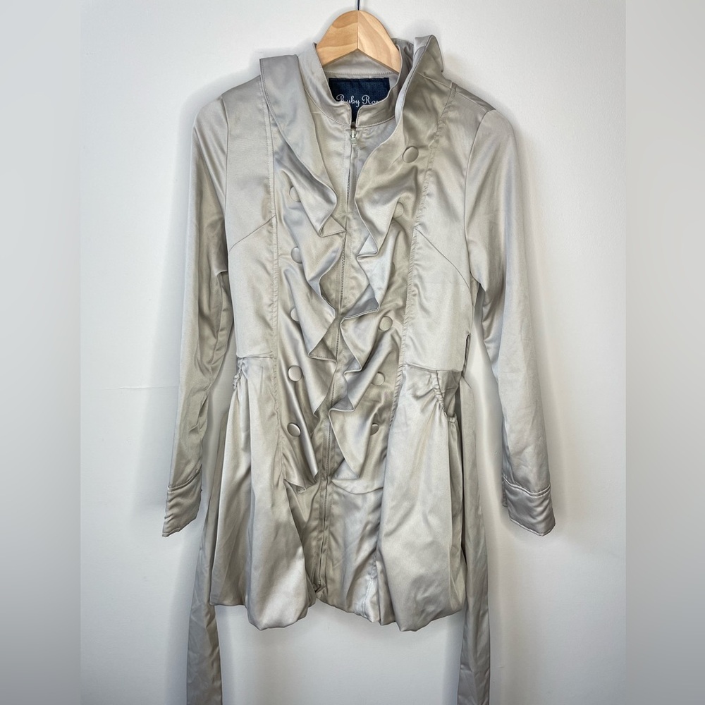 Ruby Rose Size Medium Jacket Trench Coat Ruffled … - image 3